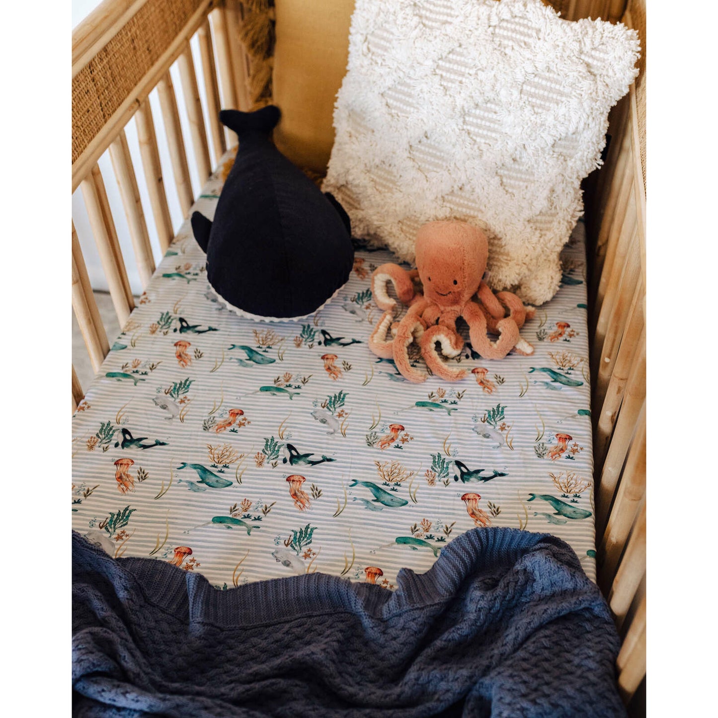 Whale cot sheet