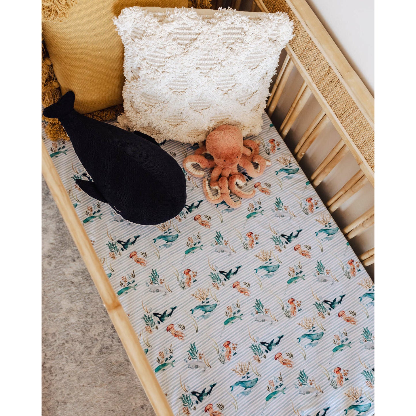 Whale cot sheet