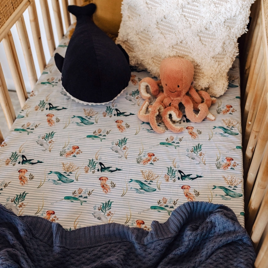 Whale cot sheet