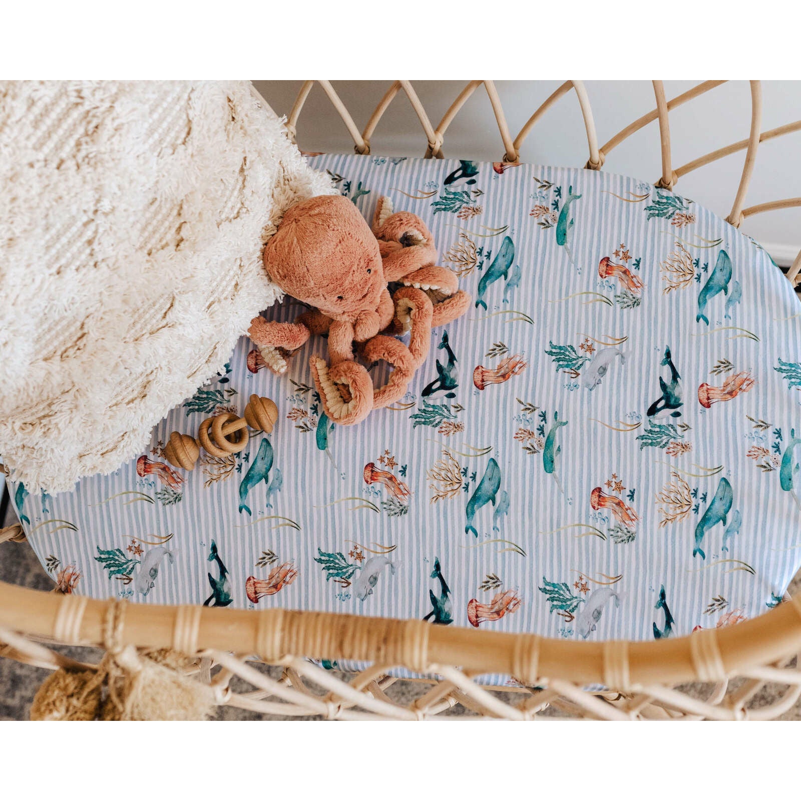 Whale bassinet sheet