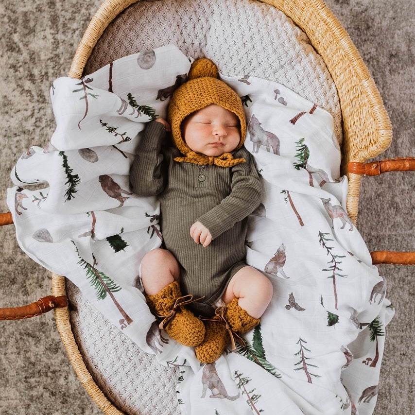 Bronze Merino Wool Bonnet & Booties Set