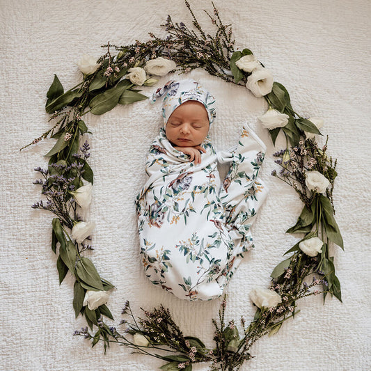 Eucalypt Baby Jersey Wrap & Beanie Set