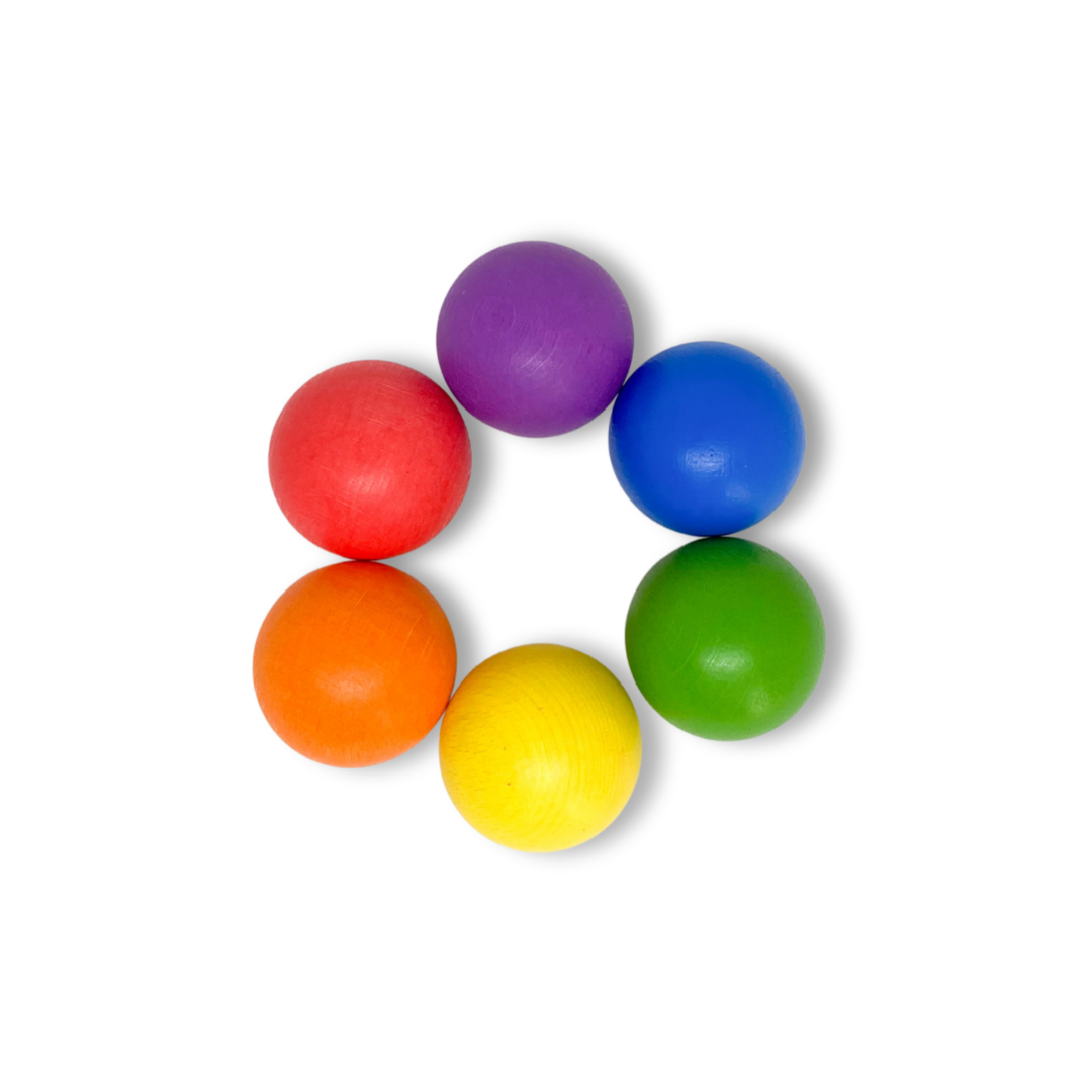 Rainbow beechwood balls